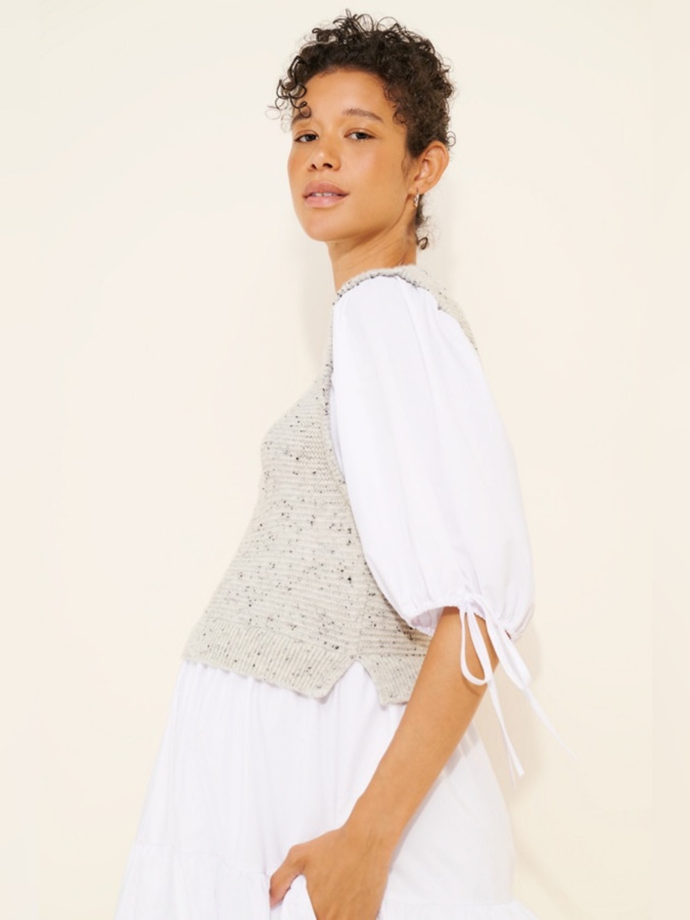 Anthropologie Dot & Lu Maternity Sweater Vest Twofer Maxi Dress Size S - Picture 3 of 14